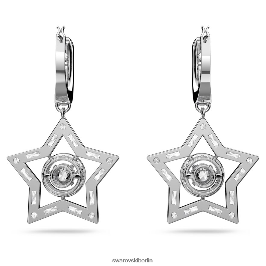 Swarovski Stella-Tropfenohrringe Mischschliffe, Stern, weiß, rhodiniert Schmuck HLT448789