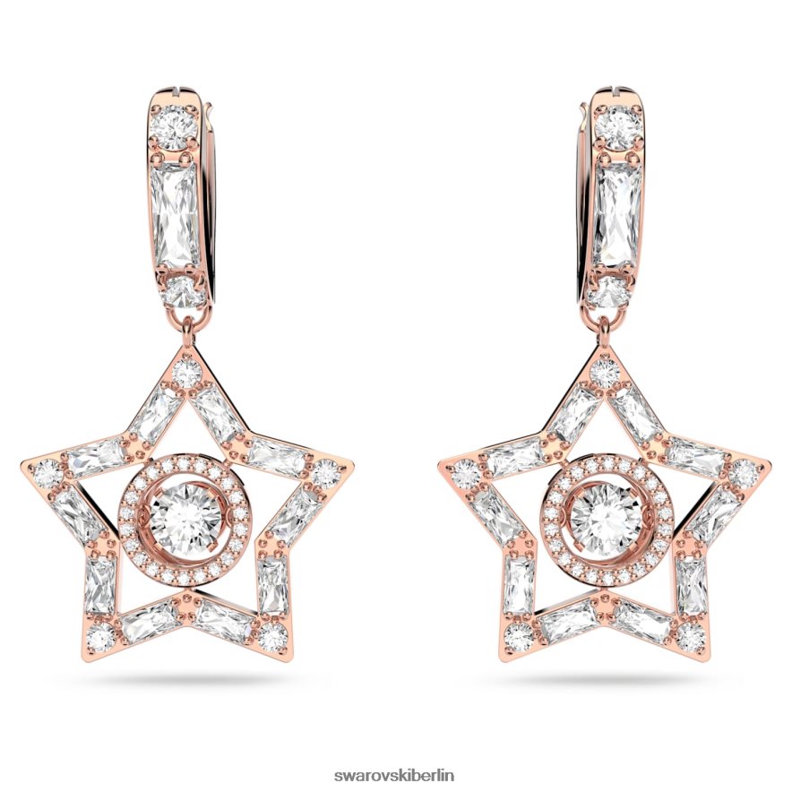 Swarovski Stella-Tropfenohrringe Mischschliffe, Stern, weiß, rosévergoldet Schmuck HLT448800