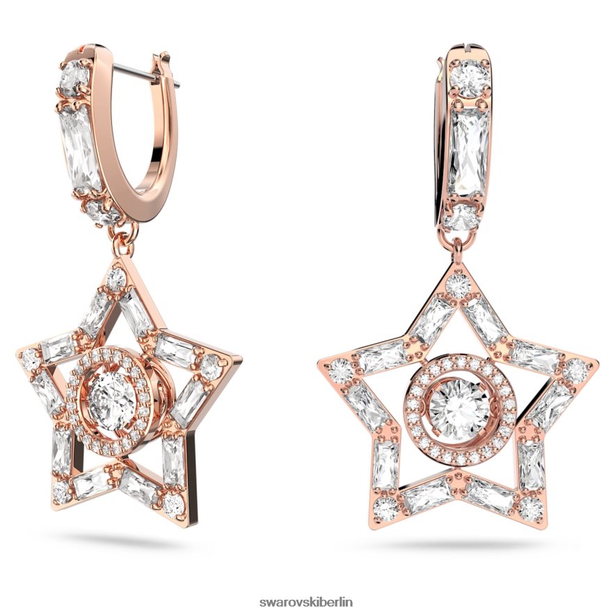 Swarovski Stella-Tropfenohrringe Mischschliffe, Stern, weiß, rosévergoldet Schmuck HLT448800