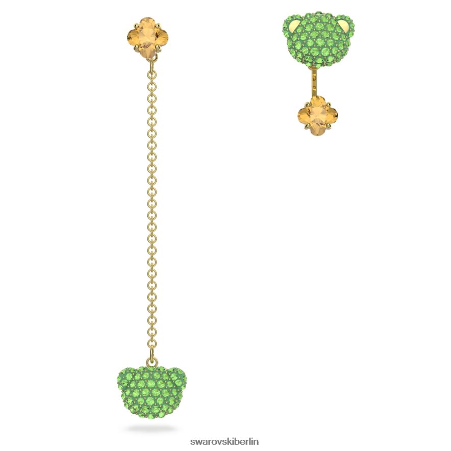 Swarovski Teddy-Tropfenohrringe asymmetrisches Design, Bär, mehrfarbig, vergoldet Schmuck HLT448852