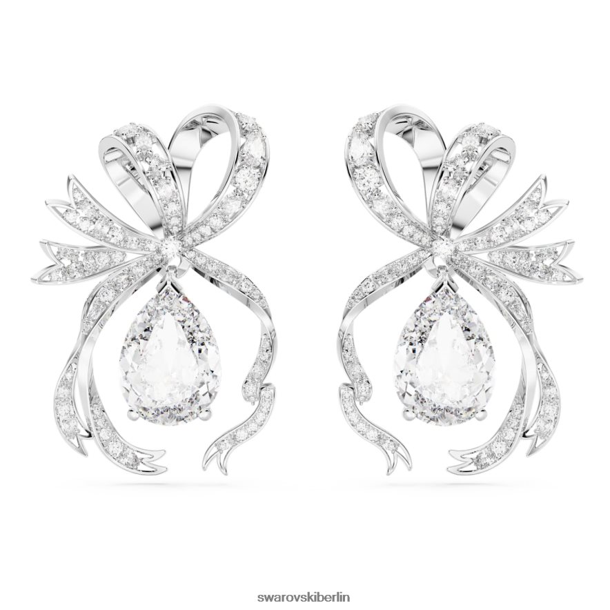 Swarovski Volta-Tropfenohrringe Birnenschliff, Schleife, weiß, rhodiniert Schmuck HLT448793