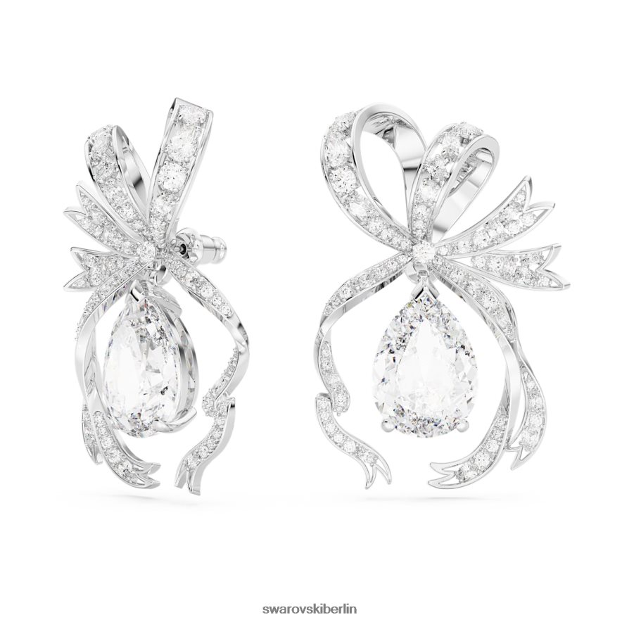 Swarovski Volta-Tropfenohrringe Birnenschliff, Schleife, weiß, rhodiniert Schmuck HLT448793