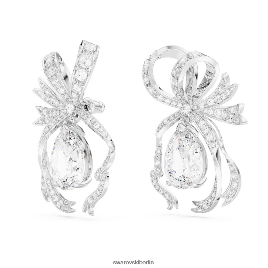 Swarovski Volta-Tropfenohrringe Birnenschliff, Schleife, weiß, rhodiniert Schmuck HLT448793