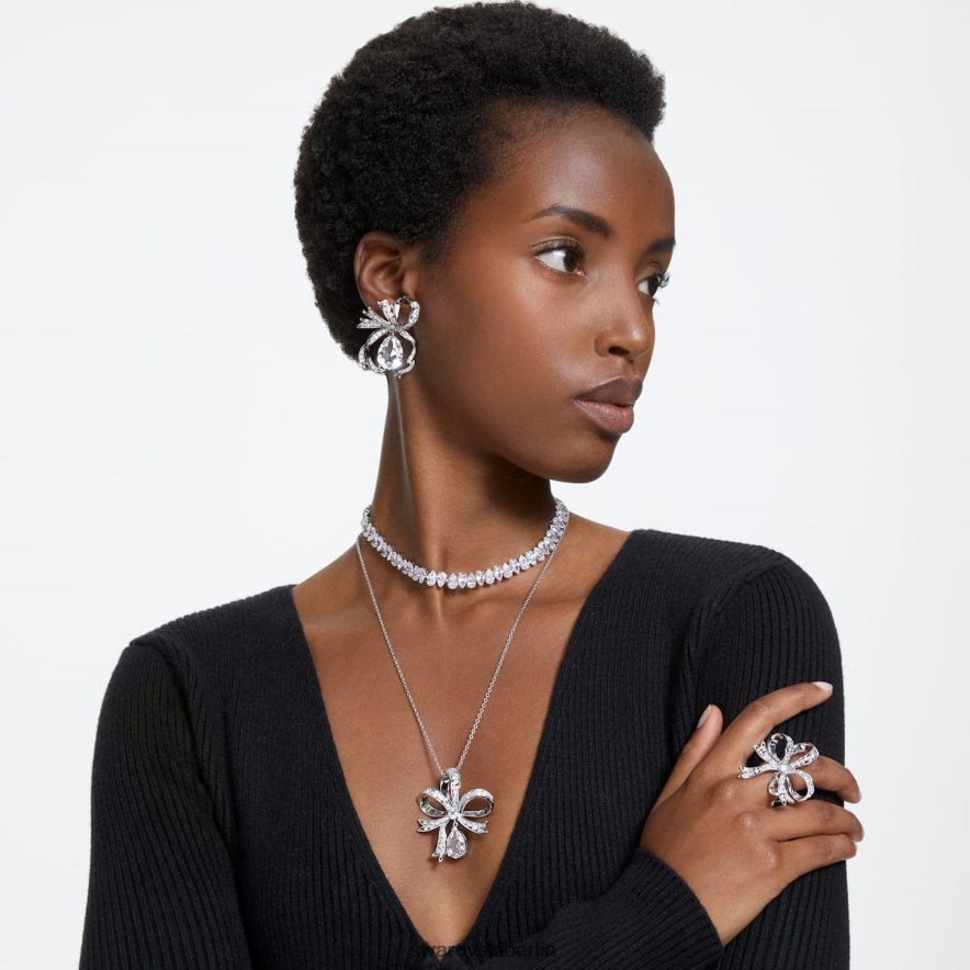 Swarovski Volta-Tropfenohrringe Birnenschliff, Schleife, weiß, rhodiniert Schmuck HLT448793