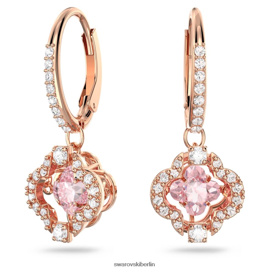 Swarovski funkelnde Tanz-Ohrringe Kleeblatt, rosa, rosévergoldet Schmuck HLT448801