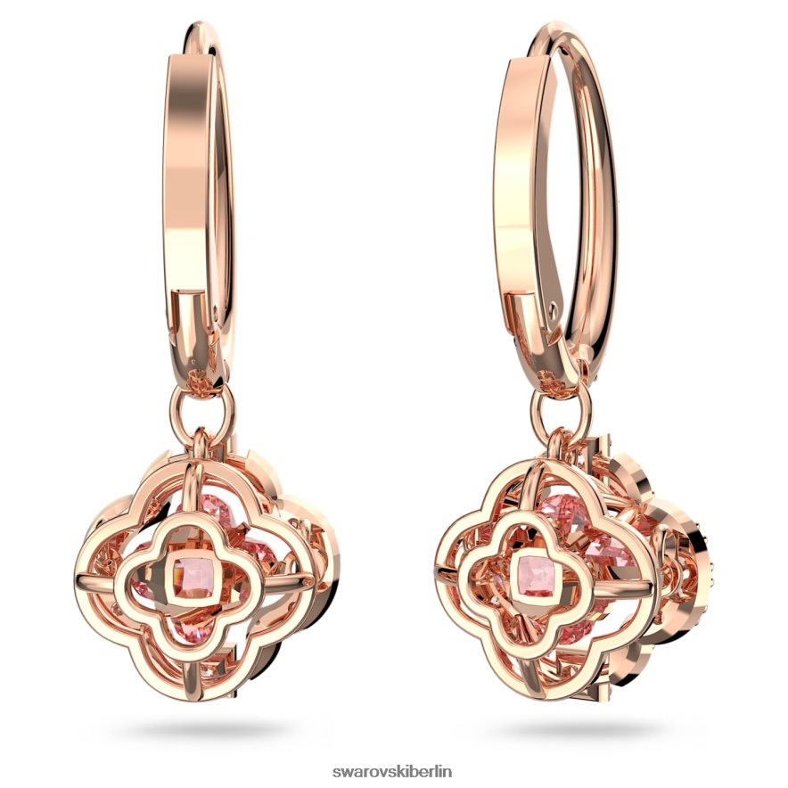 Swarovski funkelnde Tanz-Ohrringe Kleeblatt, rosa, rosévergoldet Schmuck HLT448801