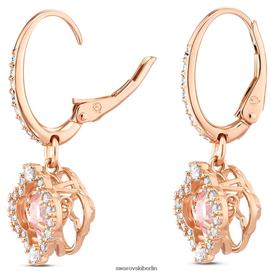 Swarovski funkelnde Tanz-Ohrringe Kleeblatt, rosa, rosévergoldet Schmuck HLT448801
