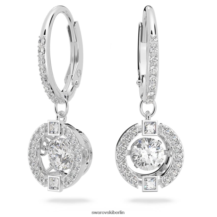 Swarovski funkelnde Tanz-Ohrringe Rundschliff, weiß, rhodiniert Schmuck HLT448768