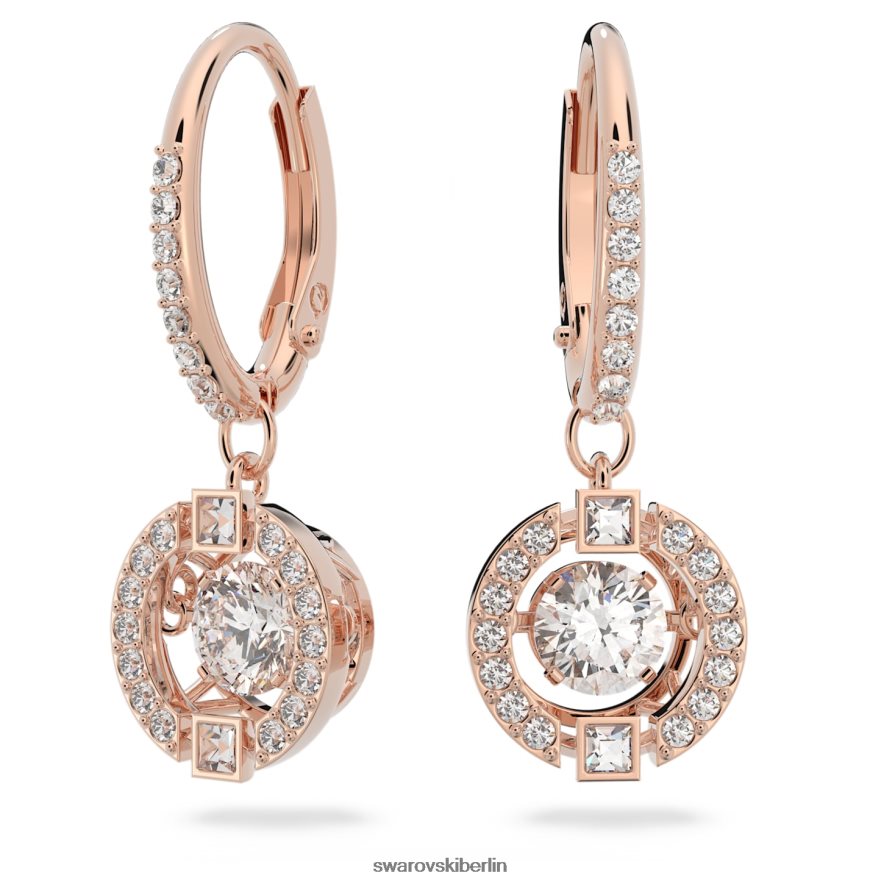Swarovski funkelnde Tanz-Ohrringe Rundschliff, weiß, rosévergoldet Schmuck HLT448772