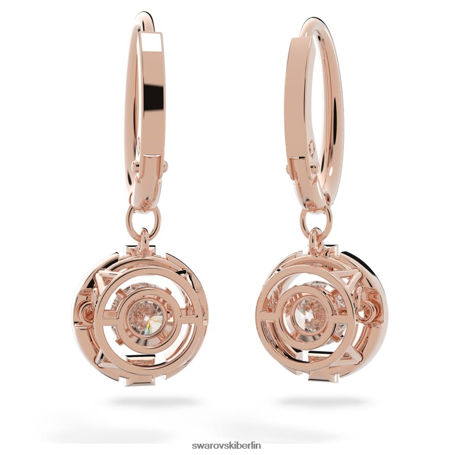 Swarovski funkelnde Tanz-Ohrringe Rundschliff, weiß, rosévergoldet Schmuck HLT448772