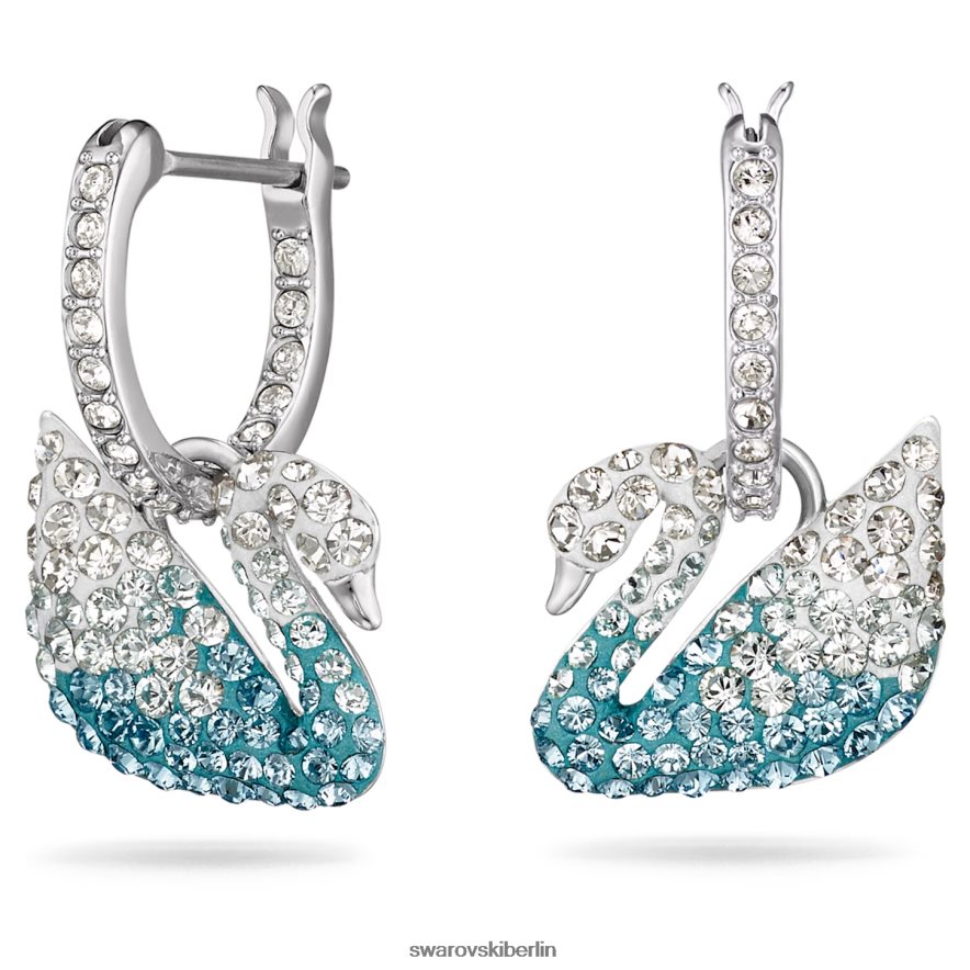 Swarovski kultige Schwanenohrringe Schwan, blau, rhodiniert Schmuck HLT448783