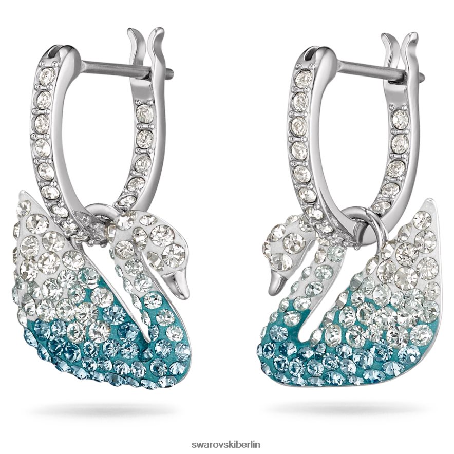 Swarovski kultige Schwanenohrringe Schwan, blau, rhodiniert Schmuck HLT448783