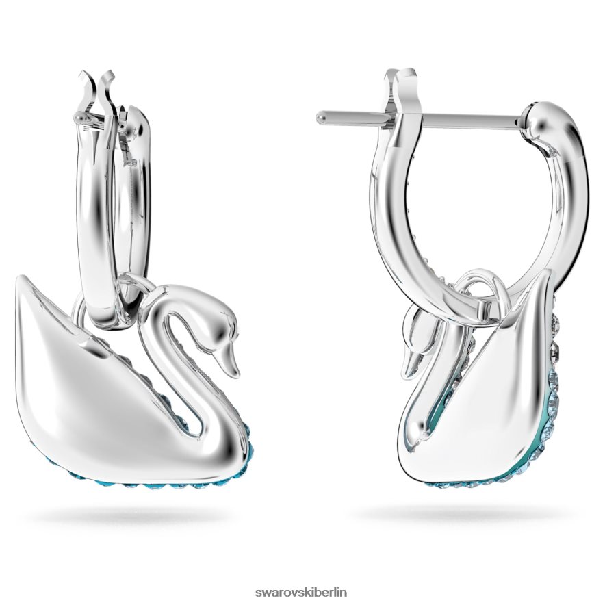 Swarovski kultige Schwanenohrringe Schwan, blau, rhodiniert Schmuck HLT448783