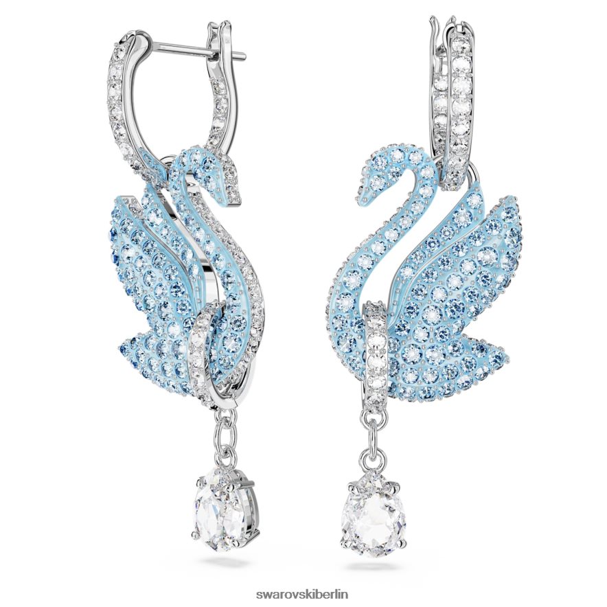 Swarovski kultige Schwanenohrringe Schwan, blau, rhodiniert Schmuck HLT448835