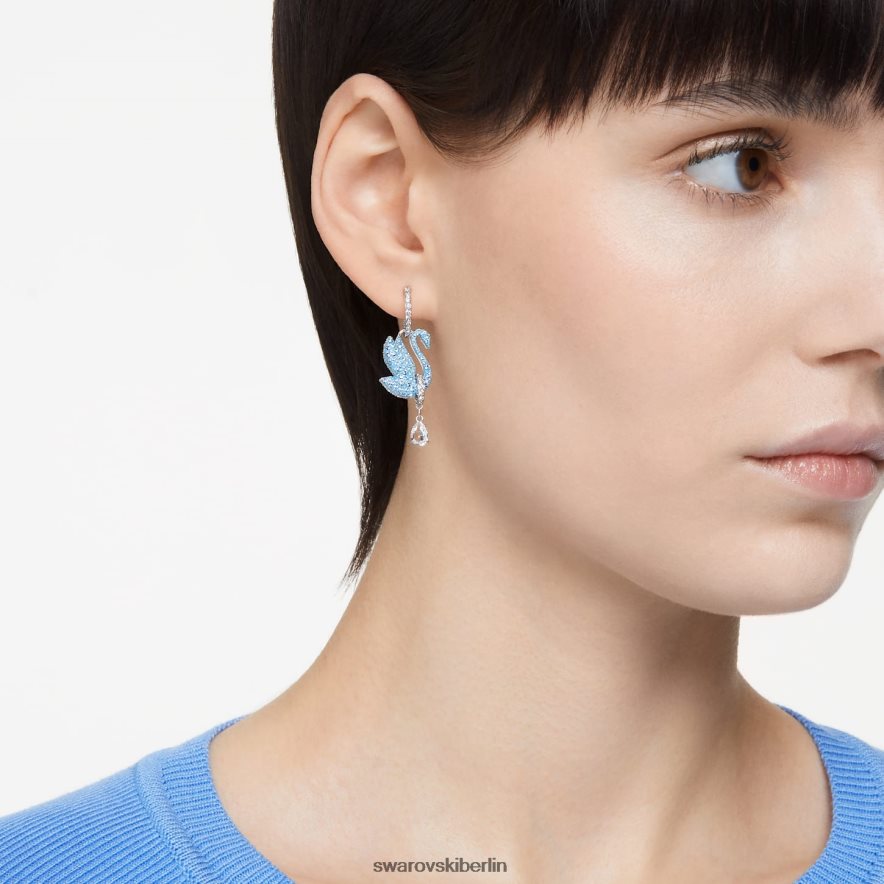 Swarovski kultige Schwanenohrringe Schwan, blau, rhodiniert Schmuck HLT448835