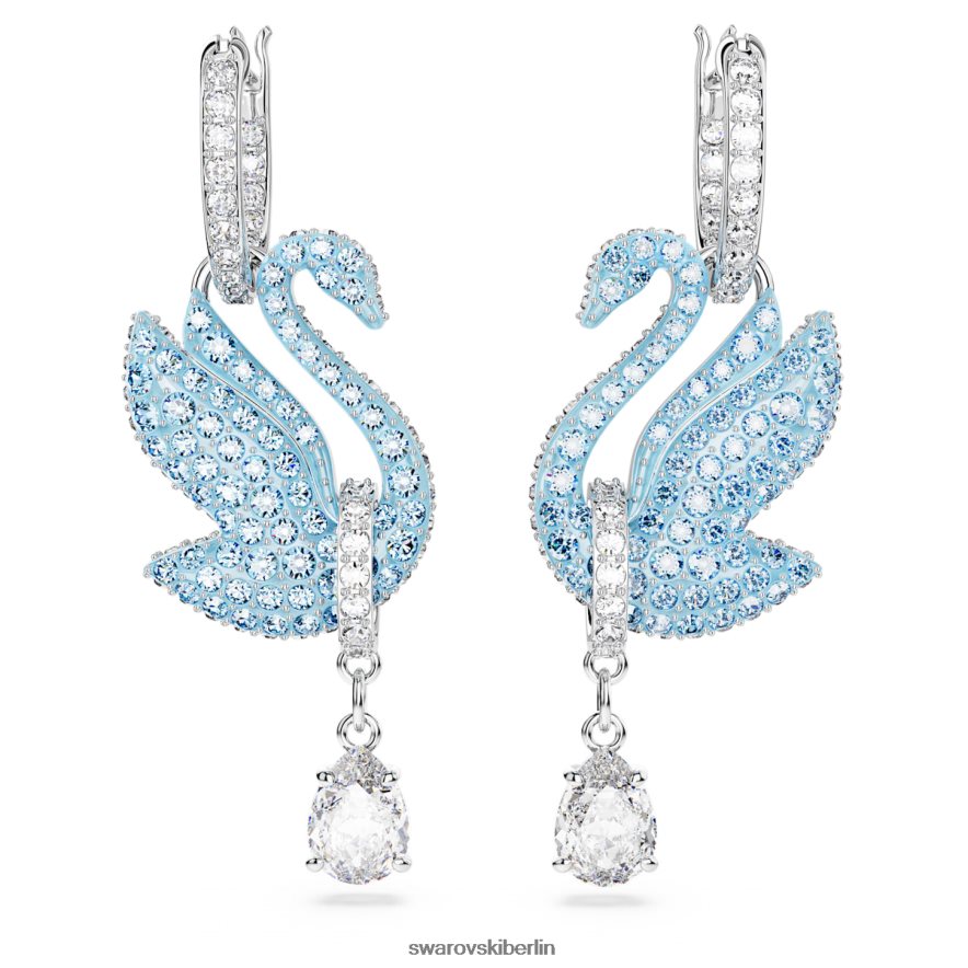 Swarovski kultige Schwanenohrringe Schwan, blau, rhodiniert Schmuck HLT448835