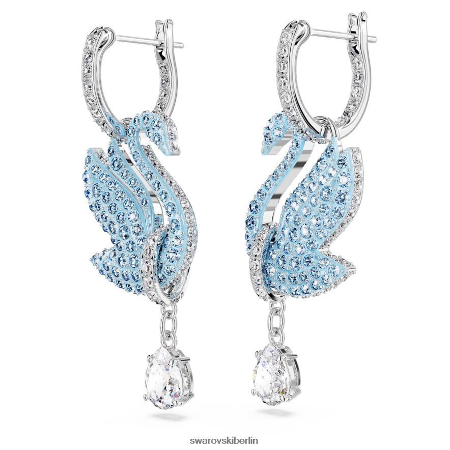 Swarovski kultige Schwanenohrringe Schwan, blau, rhodiniert Schmuck HLT448835