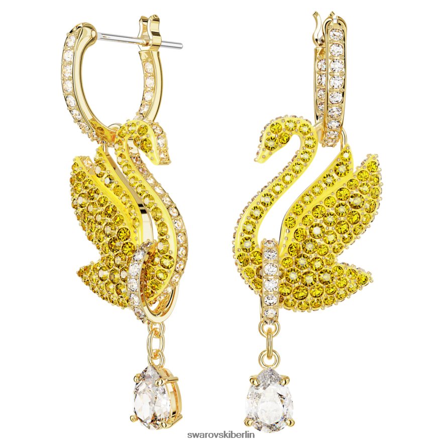 Swarovski kultige Schwanenohrringe Schwan, gelb, vergoldet Schmuck HLT448807