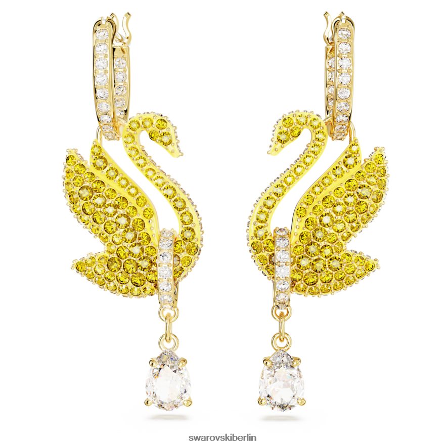 Swarovski kultige Schwanenohrringe Schwan, gelb, vergoldet Schmuck HLT448807