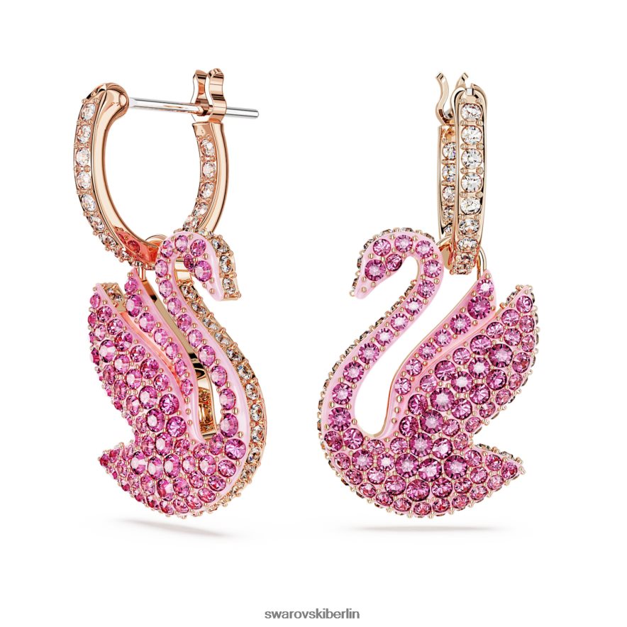 Swarovski kultige Schwanenohrringe Schwan, rosa, rosévergoldet Schmuck HLT448812