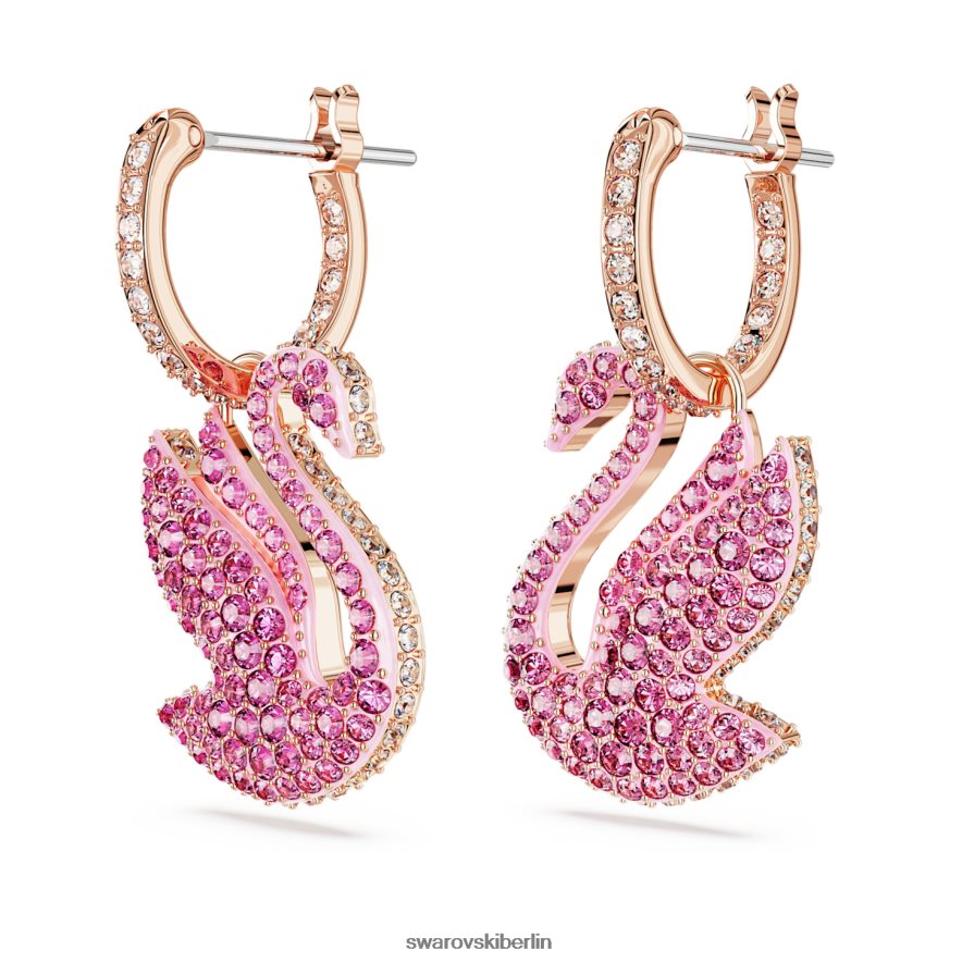 Swarovski kultige Schwanenohrringe Schwan, rosa, rosévergoldet Schmuck HLT448812