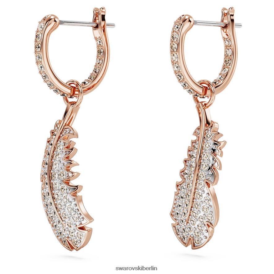 Swarovski schöne Ohrhänger Feder, weiß, rosévergoldet Schmuck HLT448830
