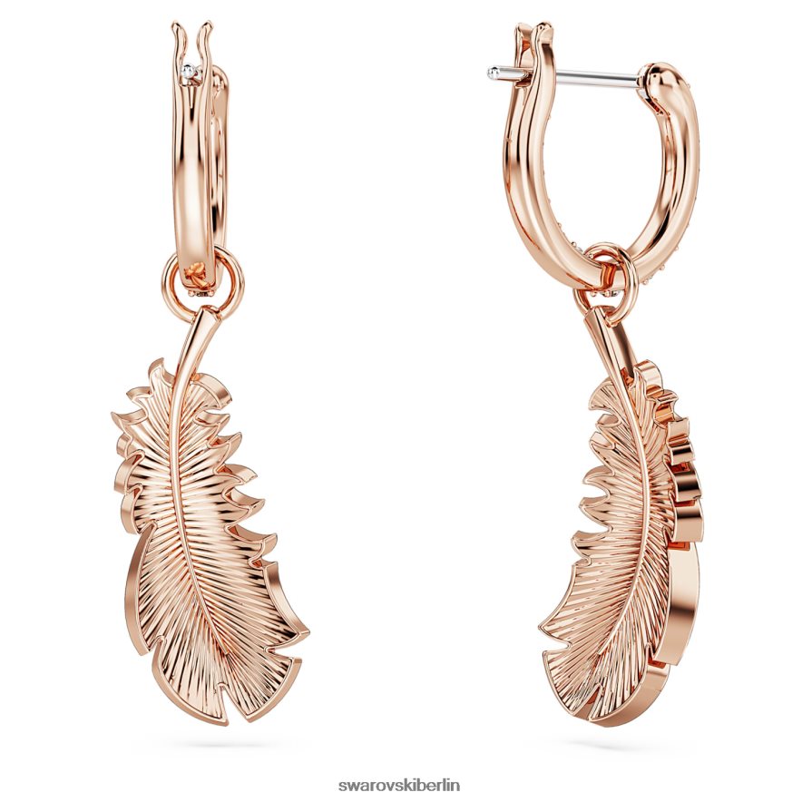 Swarovski schöne Ohrhänger Feder, weiß, rosévergoldet Schmuck HLT448830