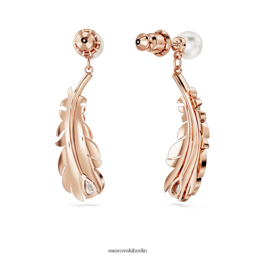 Swarovski schöne Ohrhänger Mischschliffe, Feder, weiß, rosévergoldet Schmuck HLT448829