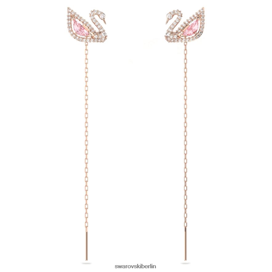 Swarovski schillernde Schwanenohrringe Schwan, rosa, rosévergoldet Schmuck HLT448777