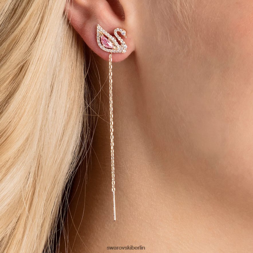 Swarovski schillernde Schwanenohrringe Schwan, rosa, rosévergoldet Schmuck HLT448777