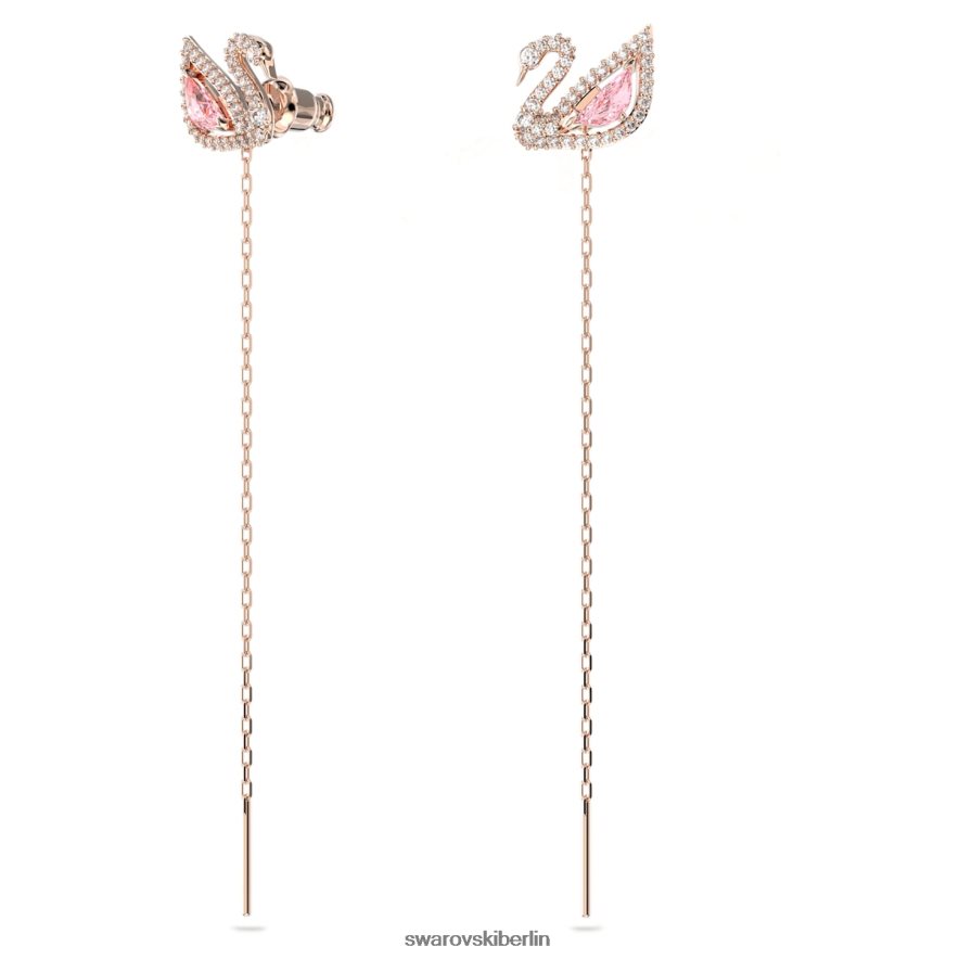 Swarovski schillernde Schwanenohrringe Schwan, rosa, rosévergoldet Schmuck HLT448777