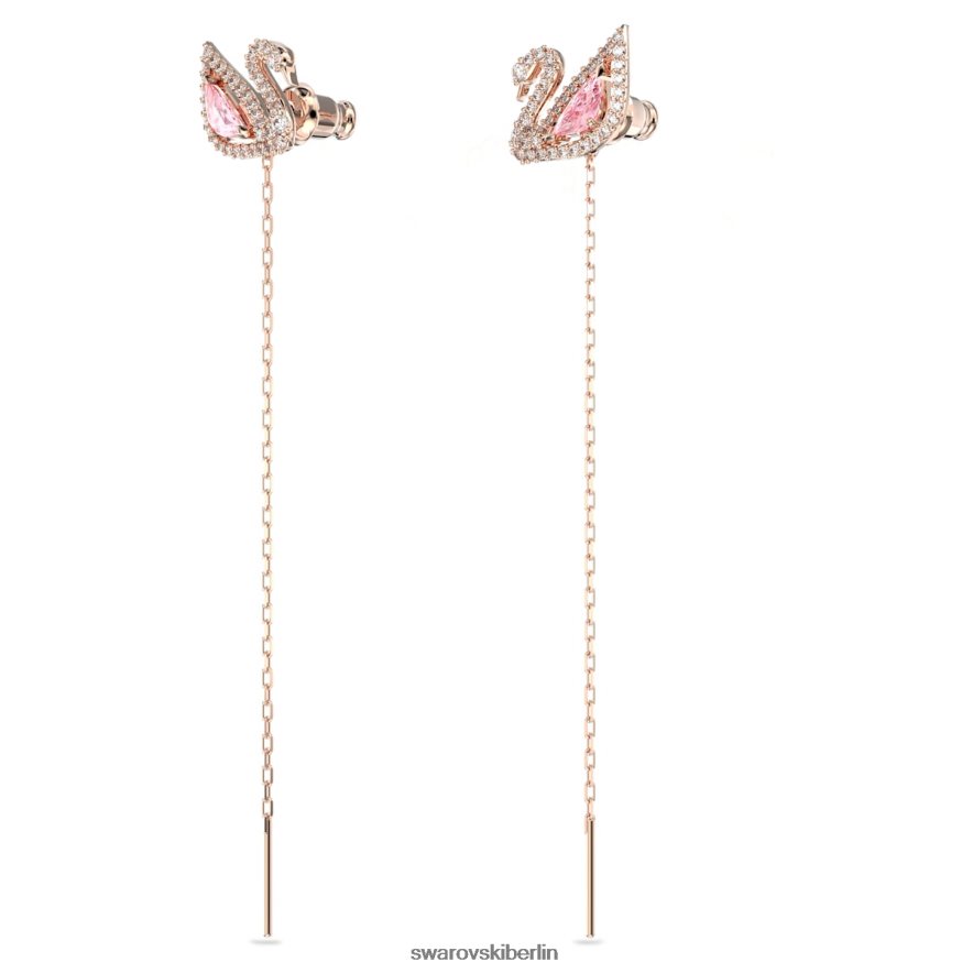 Swarovski schillernde Schwanenohrringe Schwan, rosa, rosévergoldet Schmuck HLT448777
