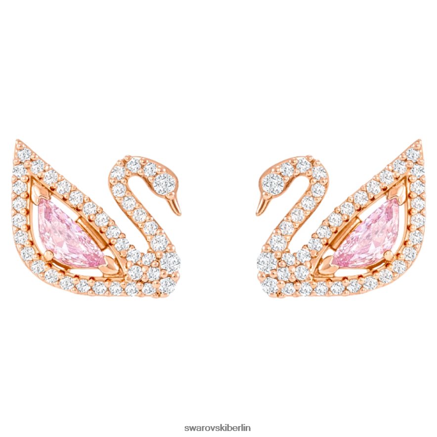 Swarovski schillernde Schwanenohrringe Schwan, rosa, rosévergoldet Schmuck HLT448777