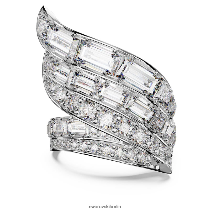 Swarovski Hyperbel-Cocktailring CO2-neutraler Zirkon, Mischschliff, weiß, rhodiniert Schmuck HLT448996