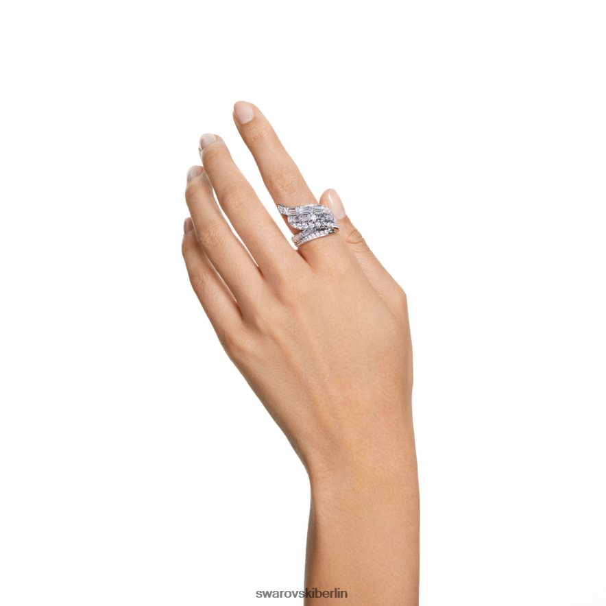 Swarovski Hyperbel-Cocktailring CO2-neutraler Zirkon, Mischschliff, weiß, rhodiniert Schmuck HLT448996