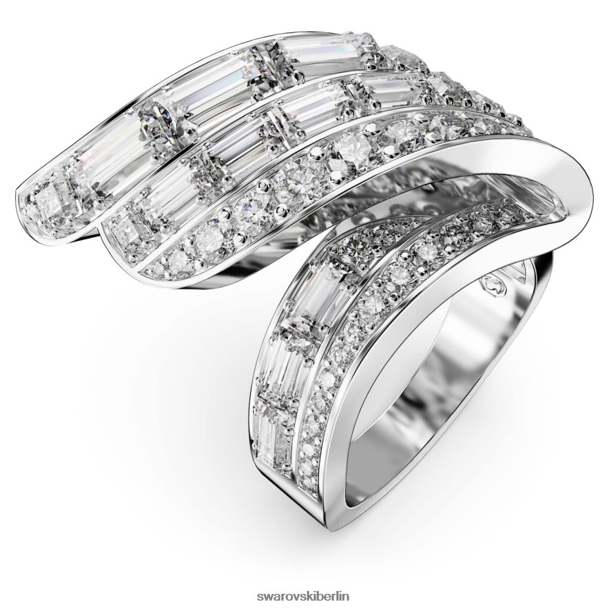 Swarovski Hyperbel-Cocktailring CO2-neutraler Zirkon, Mischschliff, weiß, rhodiniert Schmuck HLT448996