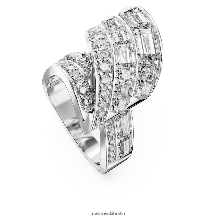 Swarovski Hyperbel-Cocktailring CO2-neutraler Zirkon, Mischschliff, weiß, rhodiniert Schmuck HLT448996