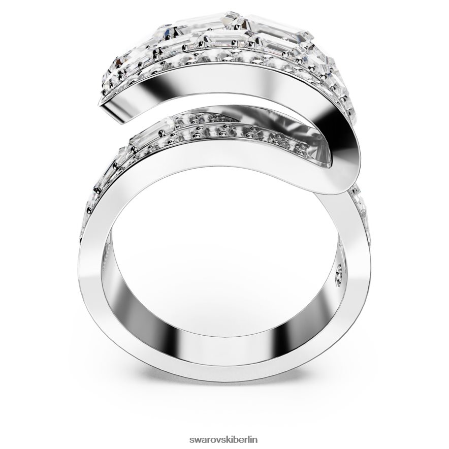 Swarovski Hyperbel-Cocktailring CO2-neutraler Zirkon, Mischschliff, weiß, rhodiniert Schmuck HLT448996