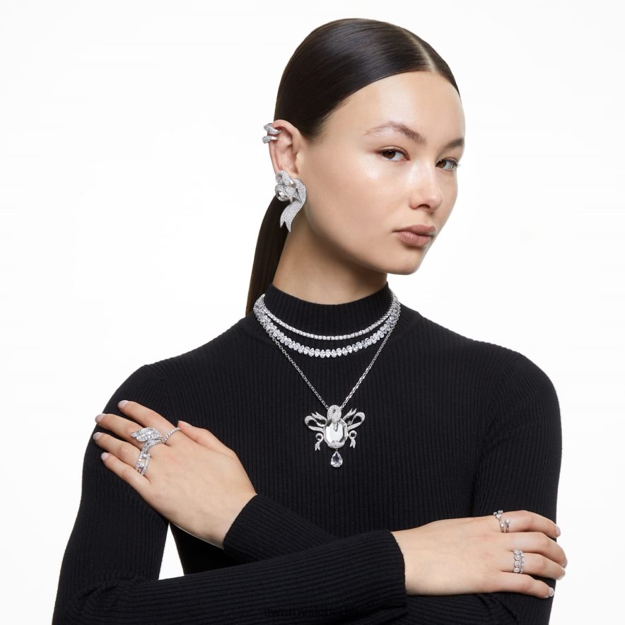 Swarovski Hyperbel-Cocktailring CO2-neutraler Zirkon, Mischschliff, weiß, rhodiniert Schmuck HLT448996