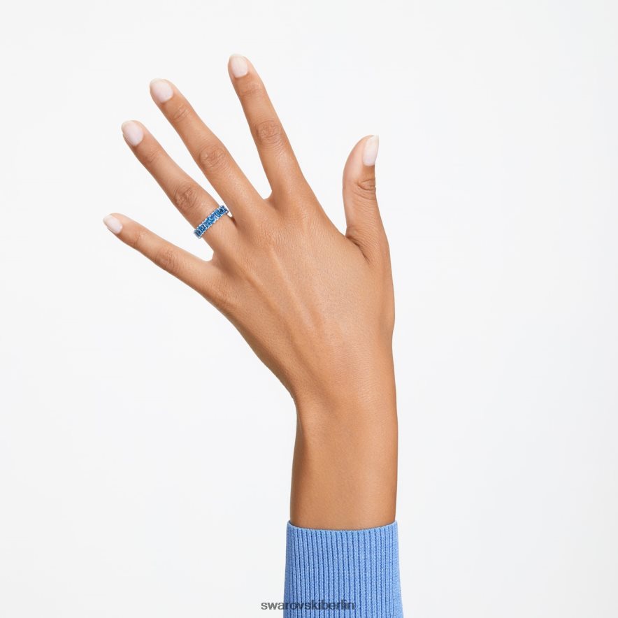Swarovski Matrixring Baguetteschliff, blau, rhodiniert Schmuck HLT448993