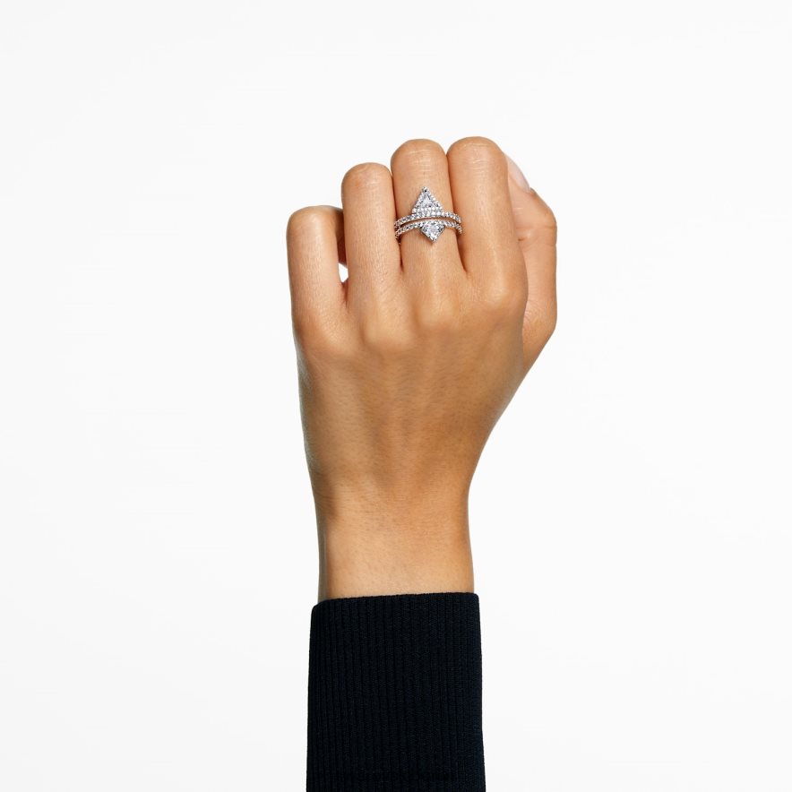 Swarovski Ortyx-Ring Mischschliffe, weiß, rhodiniert Schmuck HLT4481017