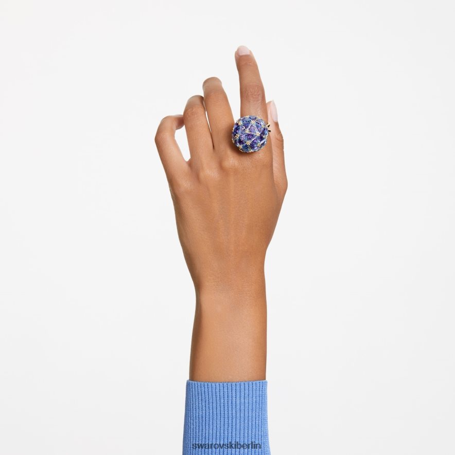 Swarovski Curiosa-Cocktailring Dreiecksschliff, blau, vergoldet Schmuck HLT4481054