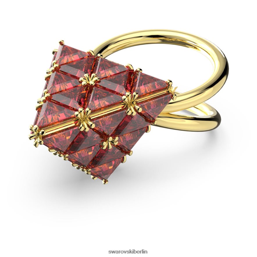Swarovski Curiosa-Cocktailring Dreiecksschliff, rot, vergoldet Schmuck HLT4481062