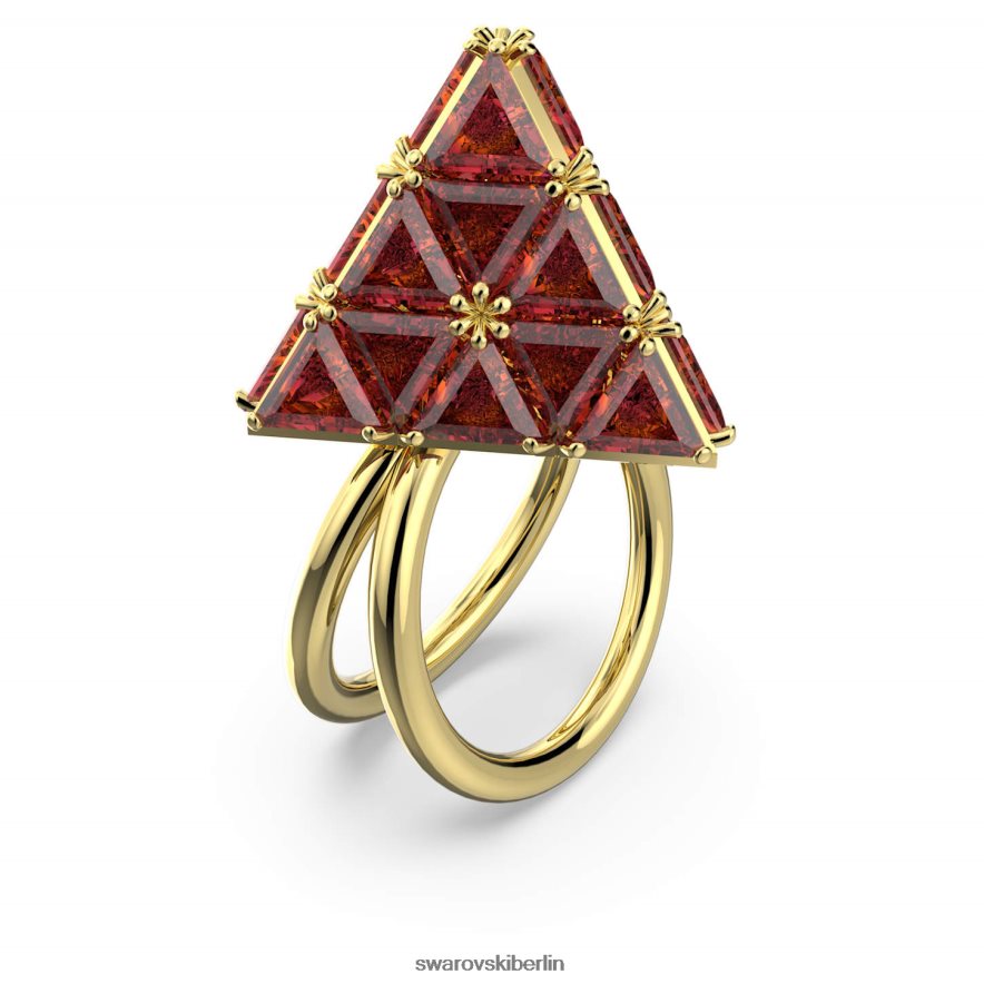 Swarovski Curiosa-Cocktailring Dreiecksschliff, rot, vergoldet Schmuck HLT4481062