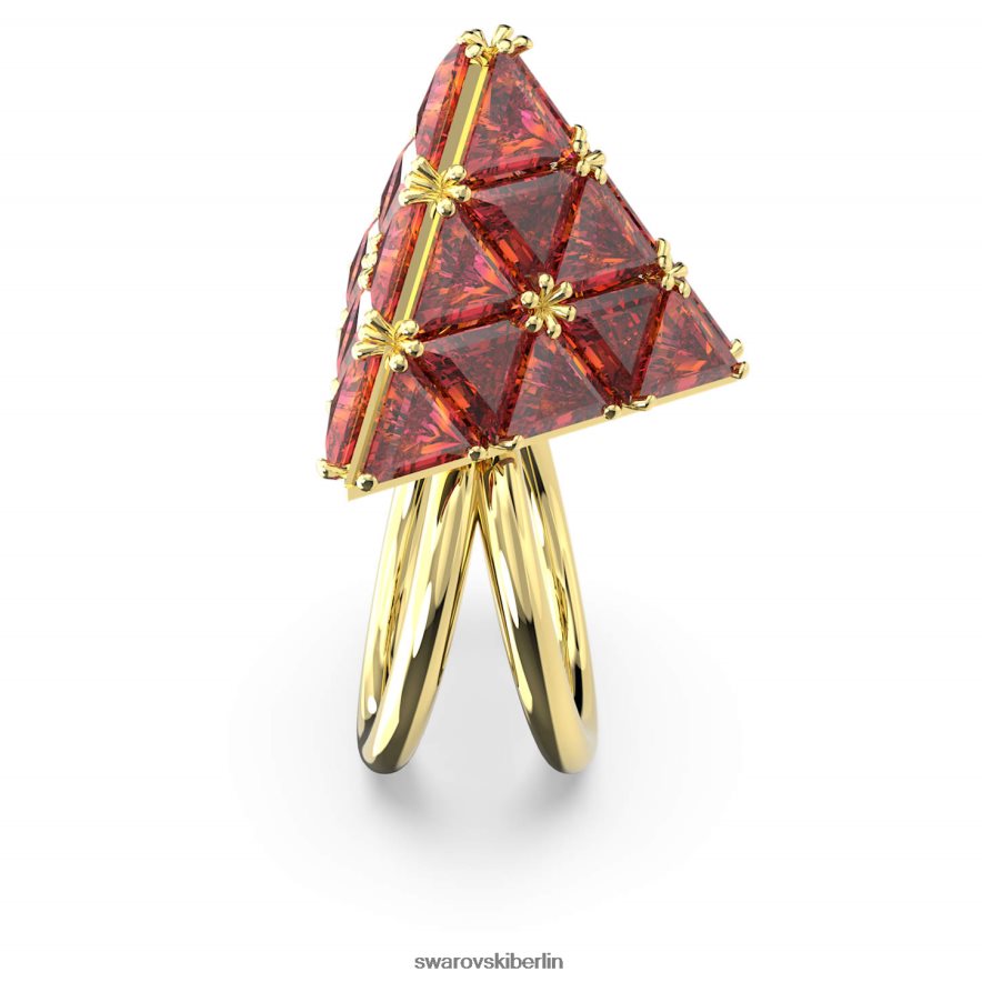 Swarovski Curiosa-Cocktailring Dreiecksschliff, rot, vergoldet Schmuck HLT4481062