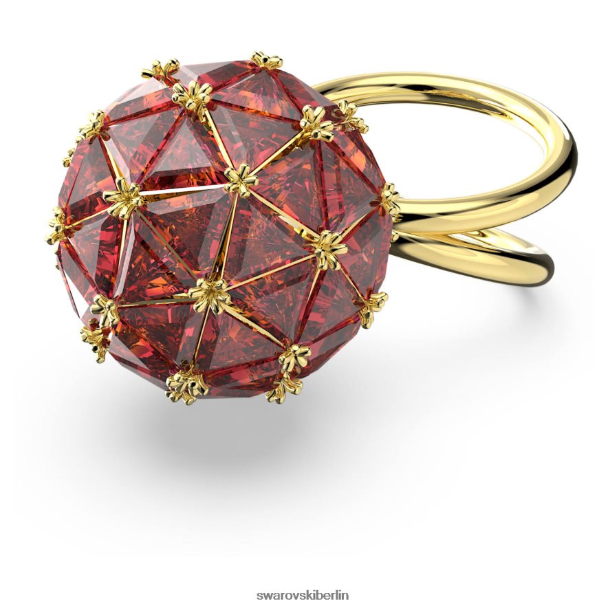 Swarovski Curiosa-Cocktailring Dreiecksschliff, runde Form, rot, vergoldet Schmuck HLT4481075