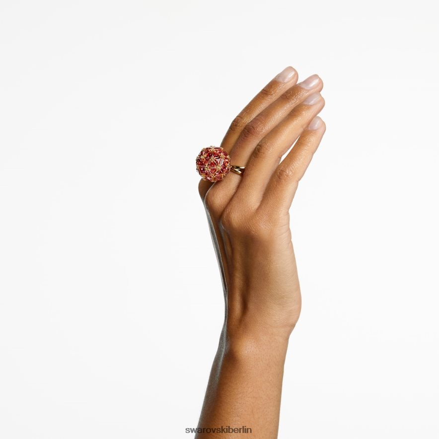 Swarovski Curiosa-Cocktailring Dreiecksschliff, runde Form, rot, vergoldet Schmuck HLT4481075