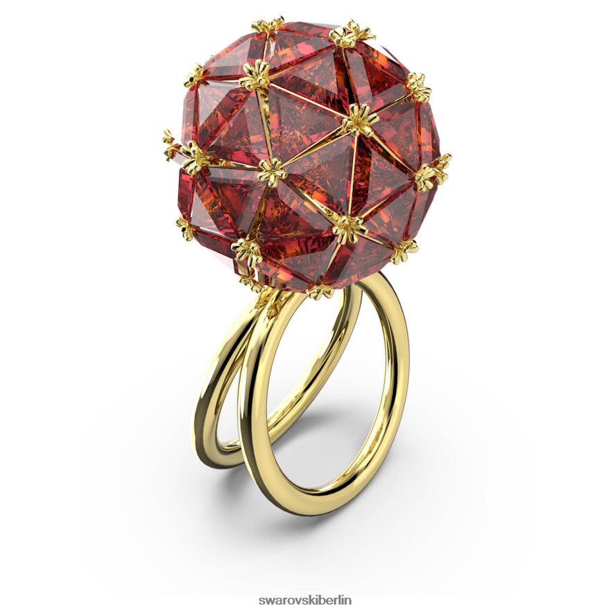 Swarovski Curiosa-Cocktailring Dreiecksschliff, runde Form, rot, vergoldet Schmuck HLT4481075