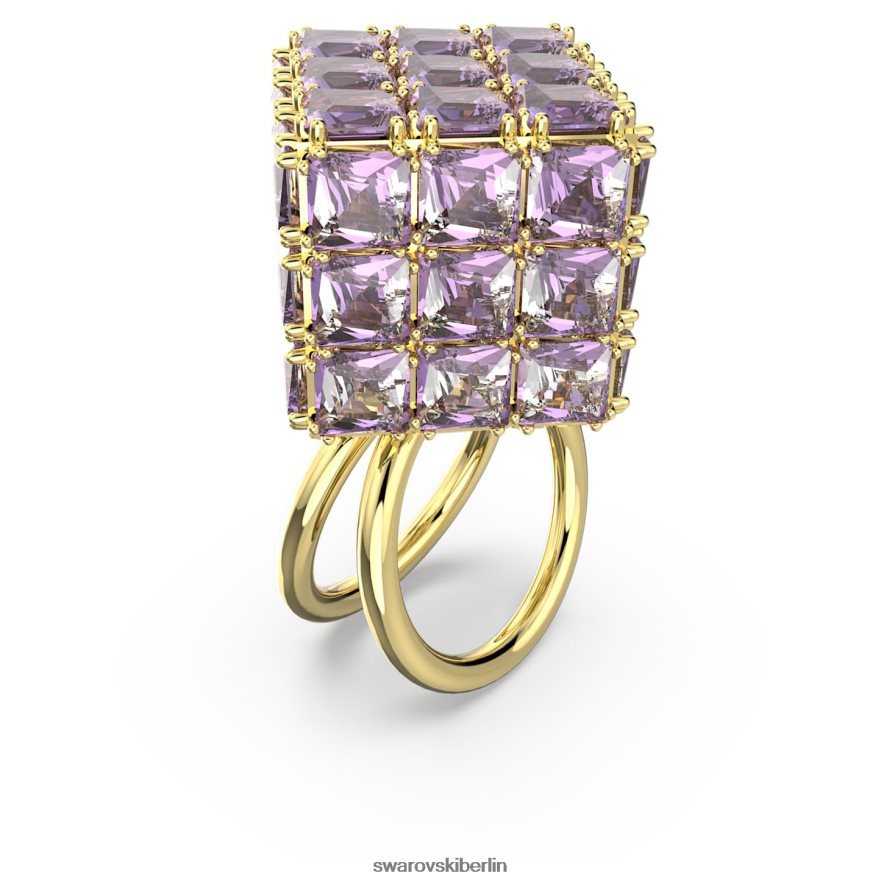 Swarovski Curiosa-Cocktailring quadratischer Schnitt, lila, vergoldet Schmuck HLT4481056