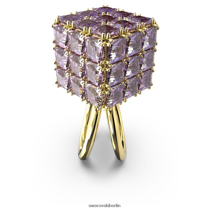 Swarovski Curiosa-Cocktailring quadratischer Schnitt, lila, vergoldet Schmuck HLT4481056